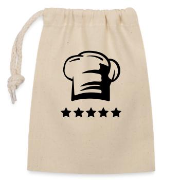 Chapeau de chef chef 5 étoiles - Sac cadeau en coton avec cordon (14 x 20 cm) - nature - Devant