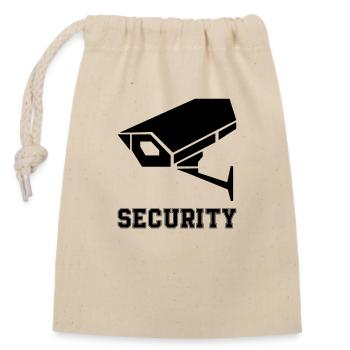 Surveillance camera - Closable cotton gift bag (14x20cm) - nature - Front