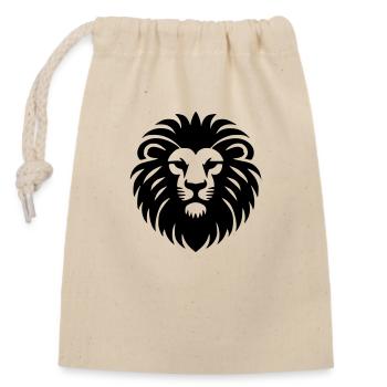 Lion Head Symbol Coat of Arms Pictogram Vector - Closable cotton gift bag (14x20cm) - nature - Front