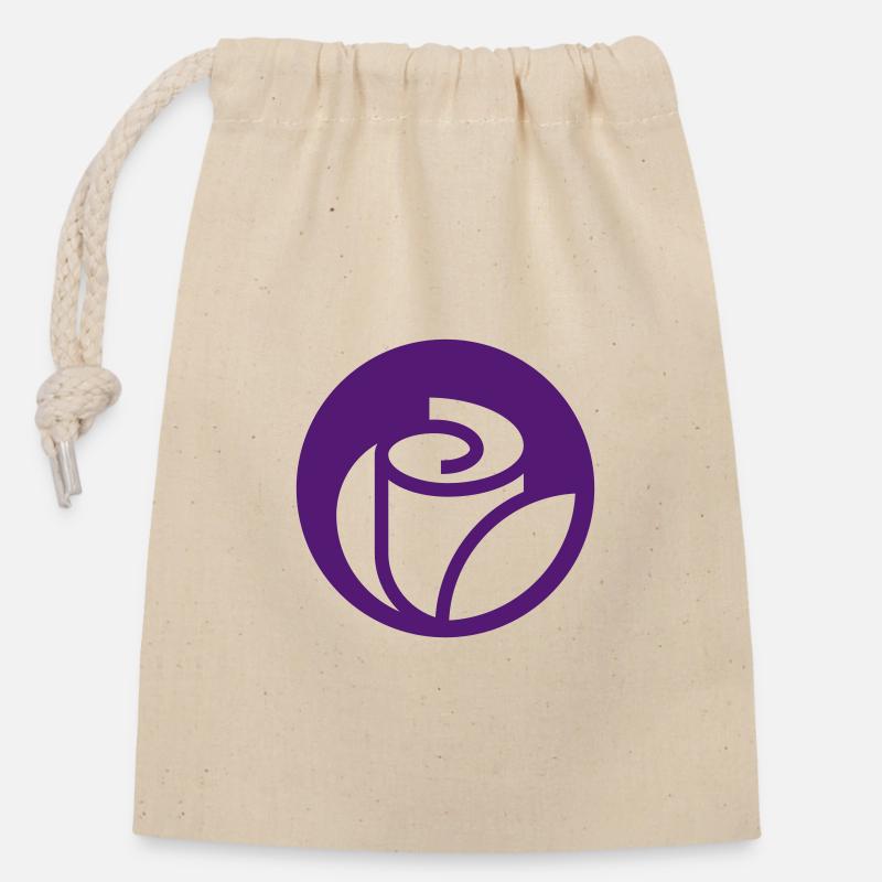 Rose - Closable cotton gift bag (14x20cm) - nature