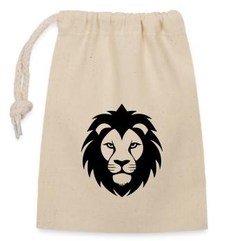 Tête de lion - Sac cadeau en coton avec cordon (14 x 20 cm) - nature - Devant