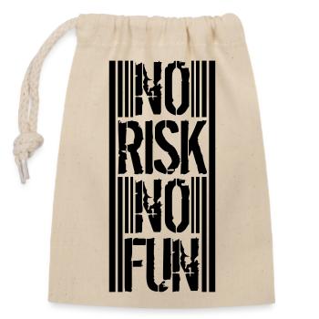 streifen linien spontan schrift no risk no fun spr - Verschließbarer Geschenkbeutel aus Baumwolle (14x20cm) - Natur - Vorne