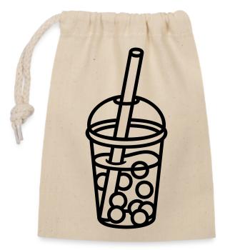 Comic Bubble Tea Design - Closable cotton gift bag (14x20cm) - nature - Front