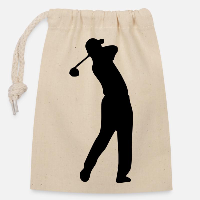 golf - Closable cotton gift bag (14x20cm) - nature