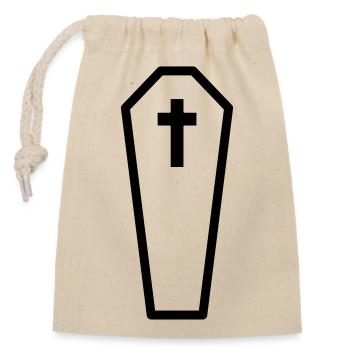 silhouette casket burial cross grave cemetery dead grave - Closable cotton gift bag (14x20cm) - nature - Front