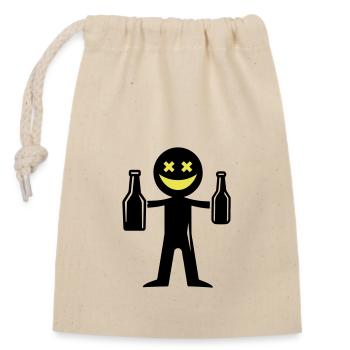 Bière Stick Figure - Sac cadeau en coton avec cordon (14 x 20 cm) - nature - Devant