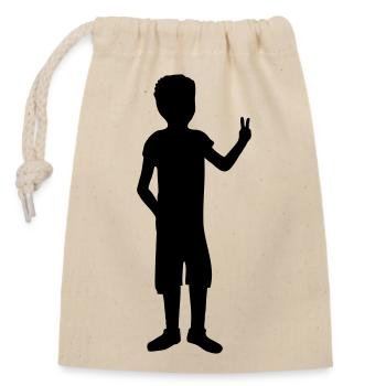 Silhouette kleiner Junge Peace - Verschließbarer Geschenkbeutel aus Baumwolle (14x20cm) - Natur - Vorne