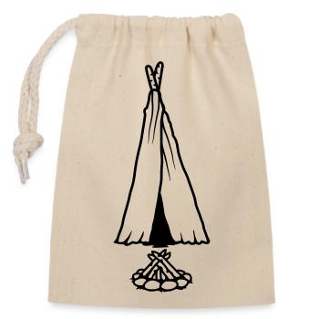 Tente de feu de camp de camping en plein air - Sac cadeau en coton avec cordon (14 x 20 cm) - nature - Devant