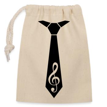 Musik Notenschlüssel Note Krawatte Anlass Stil - Verschließbarer Geschenkbeutel aus Baumwolle (14x20cm) - Natur - Vorne
