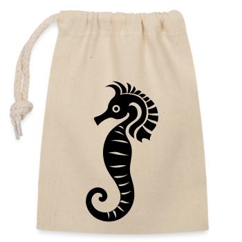 Hippocampe - Sac cadeau en coton avec cordon (14 x 20 cm) - nature - Devant