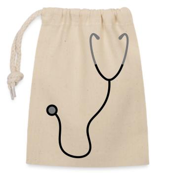 Stethoscope listening heartbeat pulse doctored crane - Closable cotton gift bag (14x20cm) - nature - Front