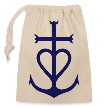 Croix Camargue - Sac cadeau en coton avec cordon (14 x 20 cm) - nature - Devant