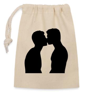 Baiser de la Gay Pride - Sac cadeau en coton avec cordon (14 x 20 cm) - nature - Devant