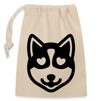 Dog - Closable cotton gift bag (14x20cm) - nature - Front