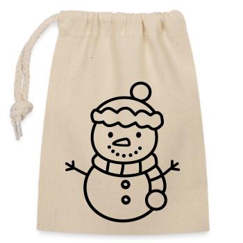 Bonhomme de neige - Sac cadeau en coton avec cordon (14 x 20 cm) - nature - Devant