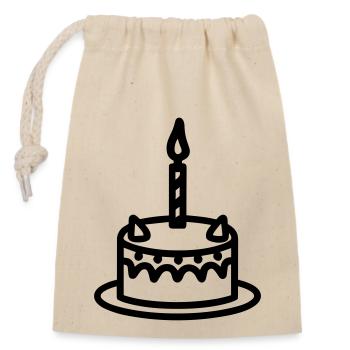 Birthday cake - Closable cotton gift bag (14x20cm) - nature - Front
