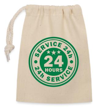 24 hours service 24/7 - Closable cotton gift bag (14x20cm) - nature - Front