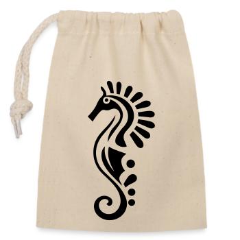 Hippocampe - Sac cadeau en coton avec cordon (14 x 20 cm) - nature - Devant