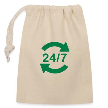 24/7 Service logo symbol - Closable cotton gift bag (14x20cm) - nature - Front