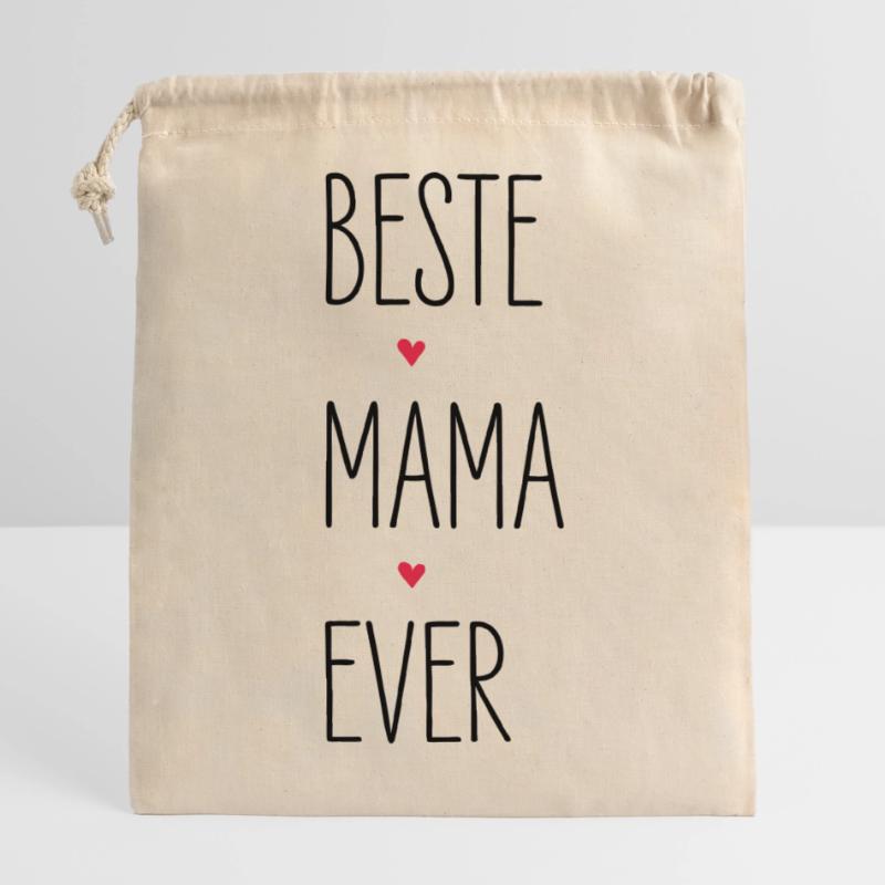 Beste Mama Ever, Herz Mutter Geburtstag Muttertag Verschließbarer Geschenkbeutel aus Baumwolle (14x20cm)