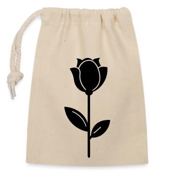 Rosa Blume - Verschließbarer Geschenkbeutel aus Baumwolle (14x20cm) - Natur - Vorne