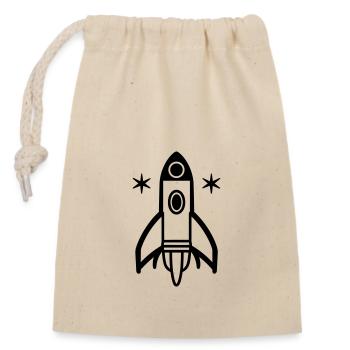 Rocket - Closable cotton gift bag (14x20cm) - nature - Front