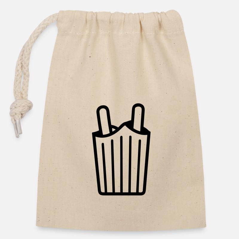 Frites - Sac cadeau en coton avec cordon (14 x 20 cm) - nature