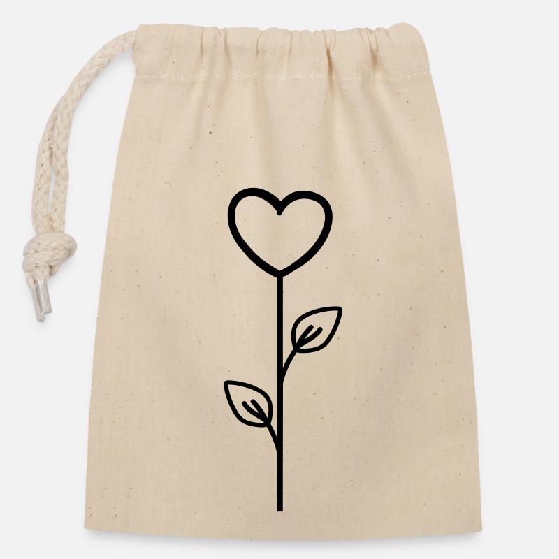 Fleur rose - Sac cadeau en coton avec cordon (14 x 20 cm) - nature