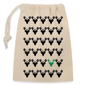 be different - Traditional Christmas motif deer - Closable cotton gift bag (14x20cm) - nature - Front