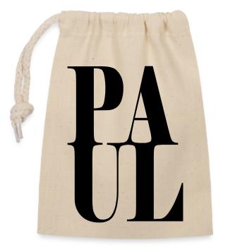 Paul Nom Prénom Police moderne Word Art - Sac cadeau en coton avec cordon (14 x 20 cm) - nature - Devant