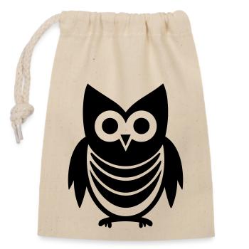 Petite chouette - Sac cadeau en coton avec cordon (14 x 20 cm) - nature - Devant