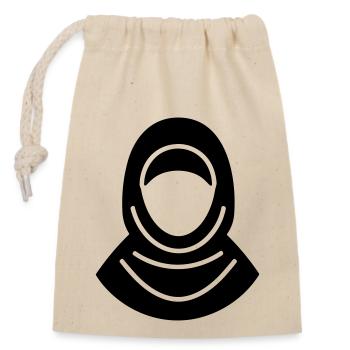 Hijab Kopftuch Muslimische Frau - Verschließbarer Geschenkbeutel aus Baumwolle (14x20cm) - Natur - Vorne