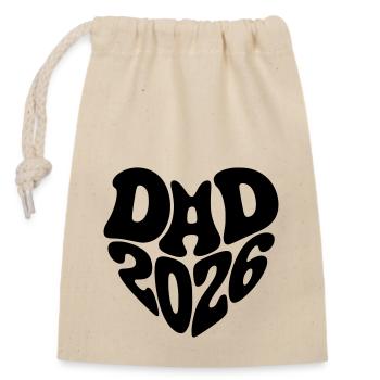 Dad 2026 Herzform Vater Baby Herz Form Papa 2026 - Verschließbarer Geschenkbeutel aus Baumwolle (14x20cm) - Natur - Vorne