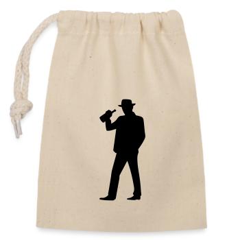 Drunk Silhouette Funny - Closable cotton gift bag (14x20cm) - nature - Front