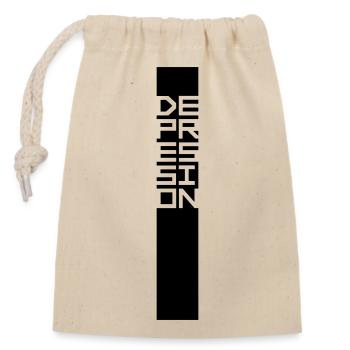 Dépression de la barre de texte - Sac cadeau en coton avec cordon (14 x 20 cm) - nature - Devant