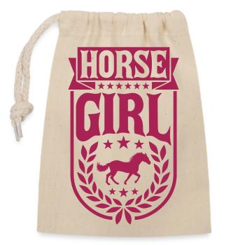 Citation de fille de cheval disant - Sac cadeau en coton avec cordon (14 x 20 cm) - nature - Devant
