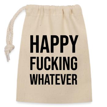 heureux Quoi qu’il arrive - Sac cadeau en coton avec cordon (14 x 20 cm) - nature - Devant