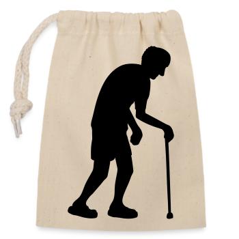 Silhouette of grandfather - Closable cotton gift bag (14x20cm) - nature - Front