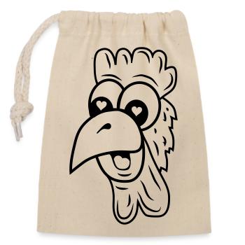 Chicken in love - Closable cotton gift bag (14x20cm) - nature - Front