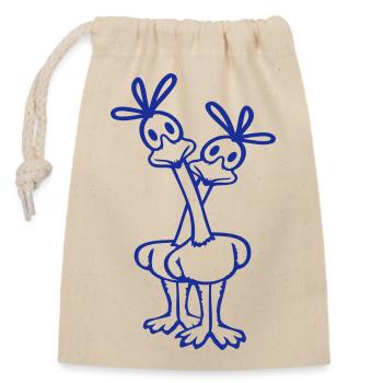 2 Road Runner Pärchem Kuckuck Vogel langer Hals - Verschließbarer Geschenkbeutel aus Baumwolle (14x20cm) - Natur - Vorne