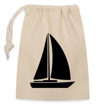 Sailing boat yacht logo symbol sign. Yacht club - Closable cotton gift bag (14x20cm) - nature - Front