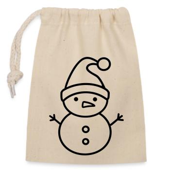 Bonhomme de neige - Sac cadeau en coton avec cordon (14 x 20 cm) - nature - Devant