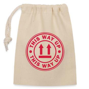 This way up Fragile round circle stamp sticker - Closable cotton gift bag (14x20cm) - nature - Front