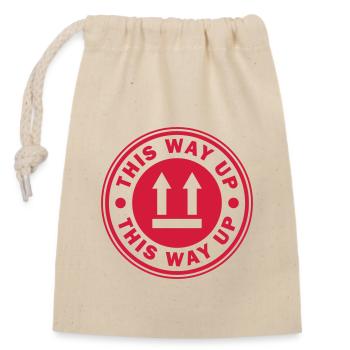 This way up Fragile round circle stamp sticker - Closable cotton gift bag (14x20cm) - nature - Front