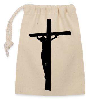 cross jesus - Verschließbarer Geschenkbeutel aus Baumwolle (14x20cm) - Natur - Vorne