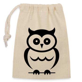 Petite chouette - Sac cadeau en coton avec cordon (14 x 20 cm) - nature - Devant
