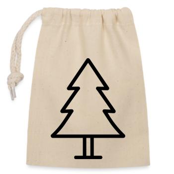 Sapin de Noël - Sac cadeau en coton avec cordon (14 x 20 cm) - nature - Devant
