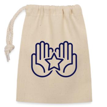 Hands with a star - Closable cotton gift bag (14x20cm) - nature - Front
