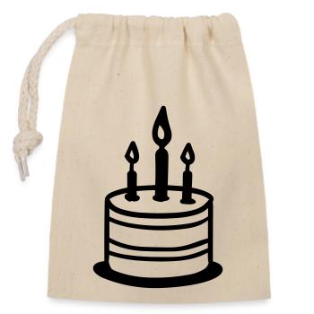 Birthday cake - Closable cotton gift bag (14x20cm) - nature - Front