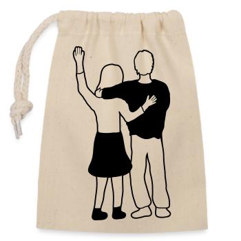 Girlfriend Boyfriend Couple - Closable cotton gift bag (14x20cm) - nature - Front